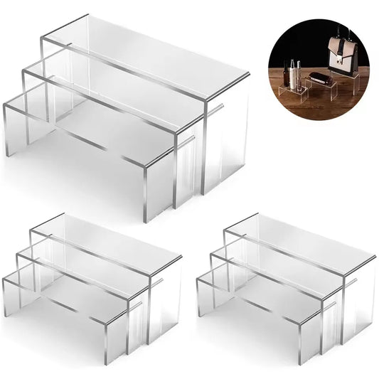 Storage Organizer Clear Acrylic Display Riser — 3/6/9/12-Piece Cosmetic Jewelry Cup Holder Showcase — view 1 of storage & organisation