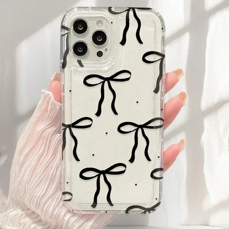 Heart Bow Aesthetic Clear Phone Case for iPhone 11–17 Pro Max — view 3 of phone cases
