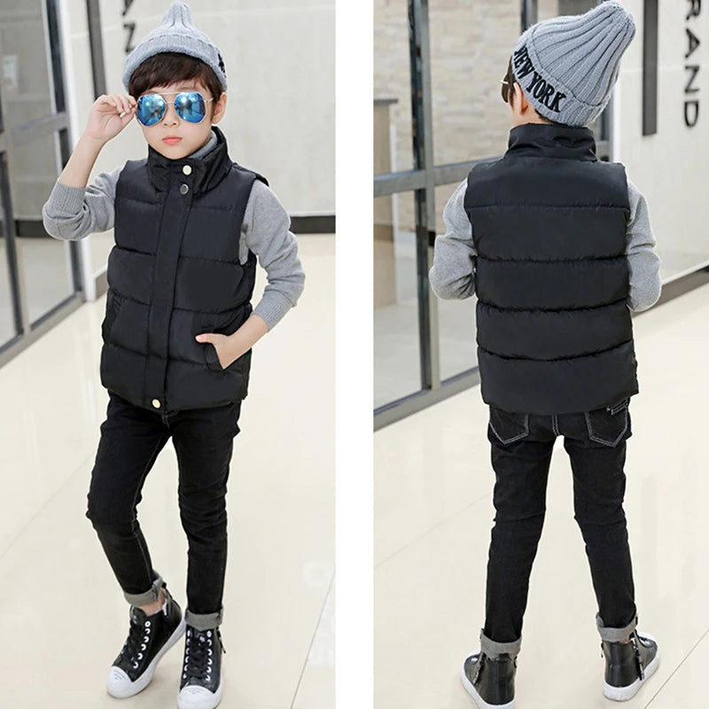 Boys Girls Winter Autumn Down Vest Coat Children Kids Warm Waistcoat Outerwearfor 3 4 5 6 7 8 9 10 years