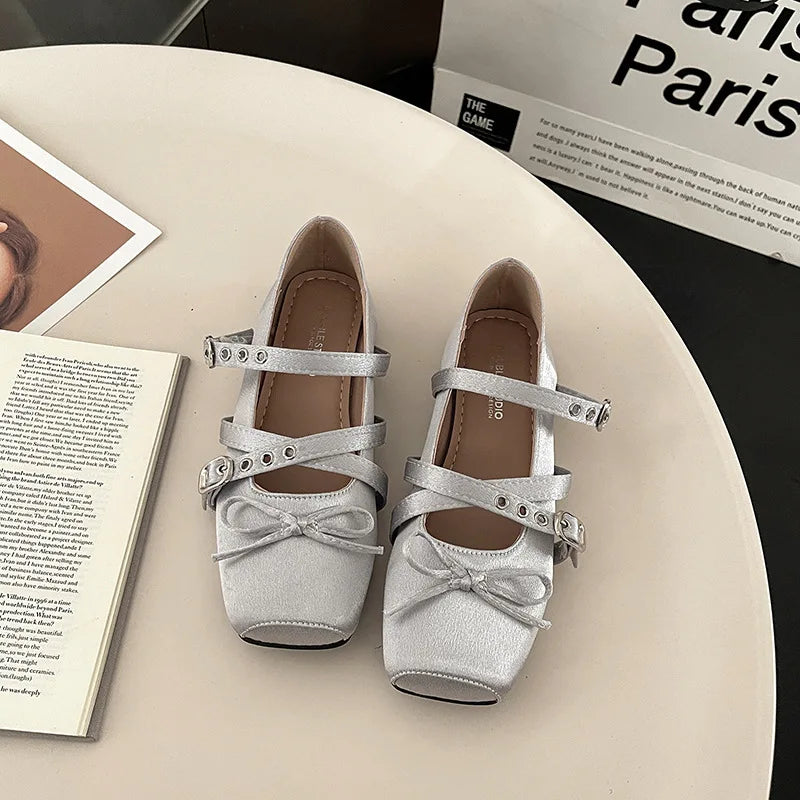 Flats & Ballet — Square-Head Mary Jane Ballet Flats, Summer Slip-On Casual Shoes — view 9 of flats & ballet