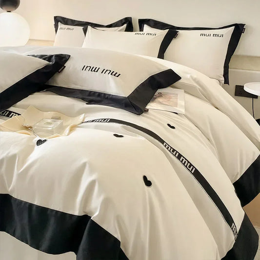 Luxury Mother & Baby Long-Staple Cotton Bedding Set – Four-Piece Embroidered Bed Sheet & Quilt Cover