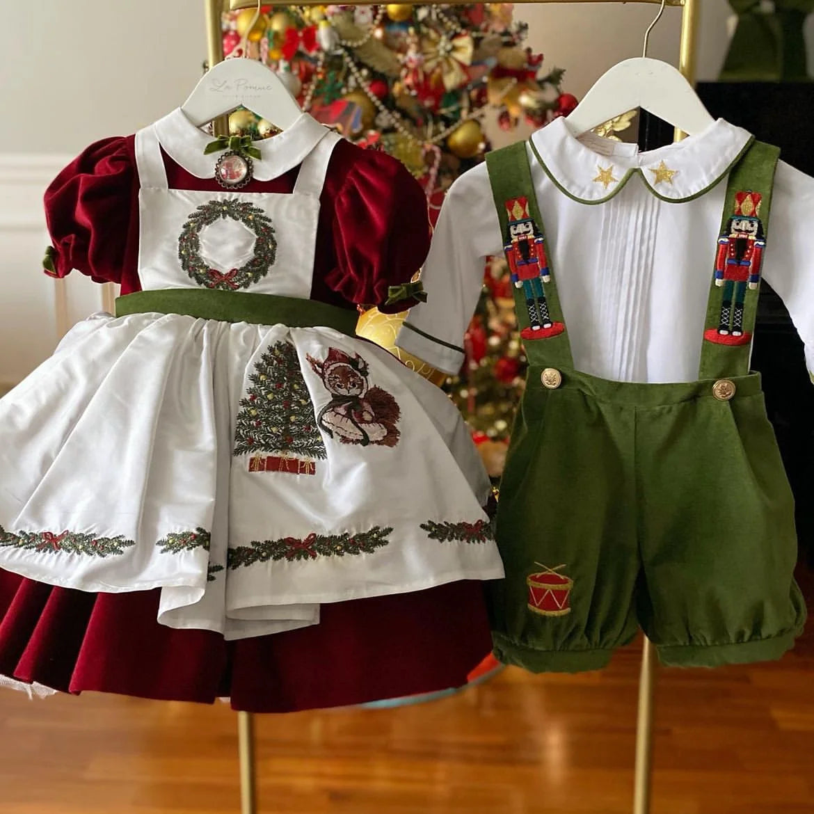 Baby Girl Red Christmas Tree Embroidery Princess Dress – Ages 0-12Y