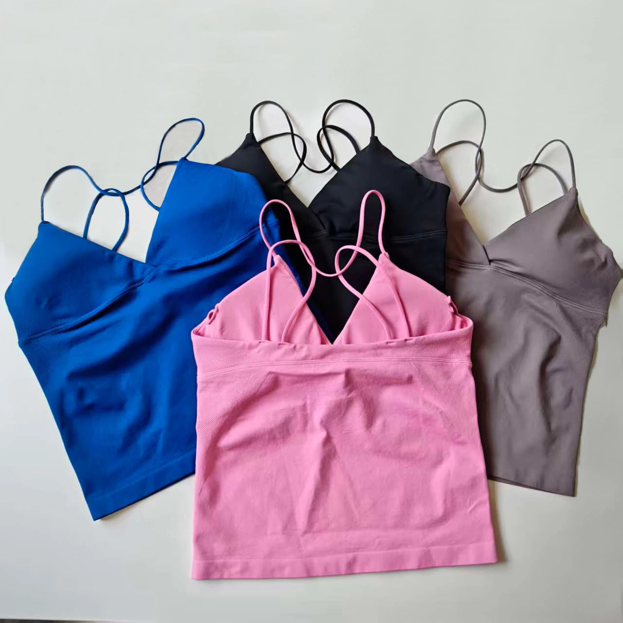 Women's Activewear Twist-Front Longline Workout Tank — Seamless Built-In Bra Yoga Top — view 2 of women's activewear