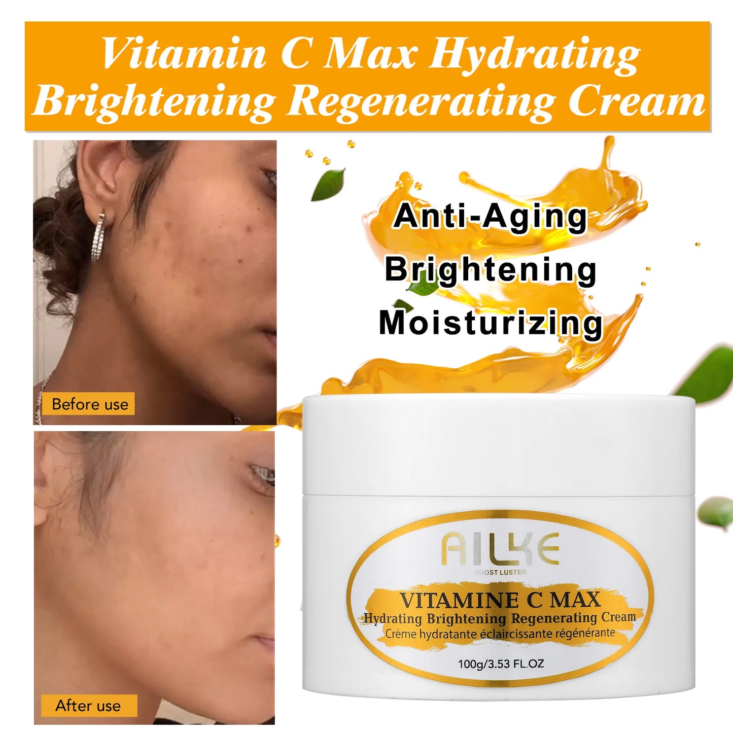AILKE Brightening Body Lotion — Vitamin C + Hyaluronic Acid for Even Skin Tone