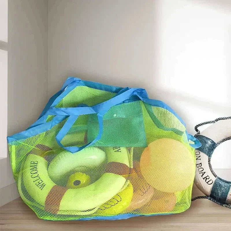 Multicolor Mesh Beach Bag - Sand-Away Kids Beach Toy Tote with Hanging Hole — view 4 of beach bags