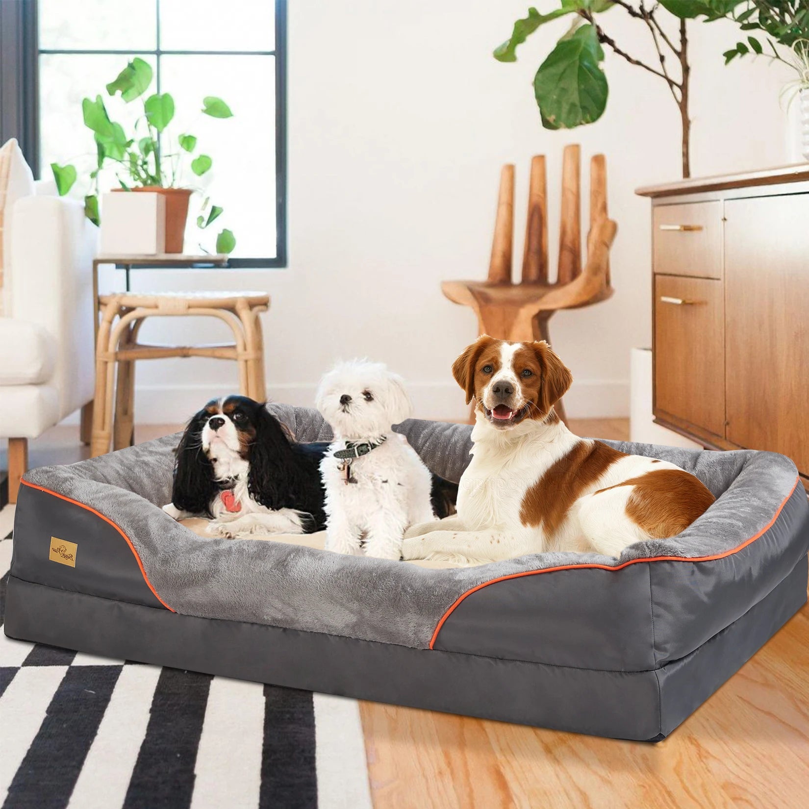 Orthopedic Dog Bed (L–3XL) – Super Soft Foam Pet Sleeping Mat with Bolster & Removable Cover — view 7 of home & kitchen