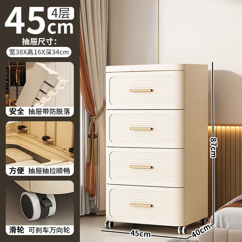 35-55CM Plastic Storage Cabinet with Drawers & Wheels – Multi-Purpose Kitchen & Clothing Organizer