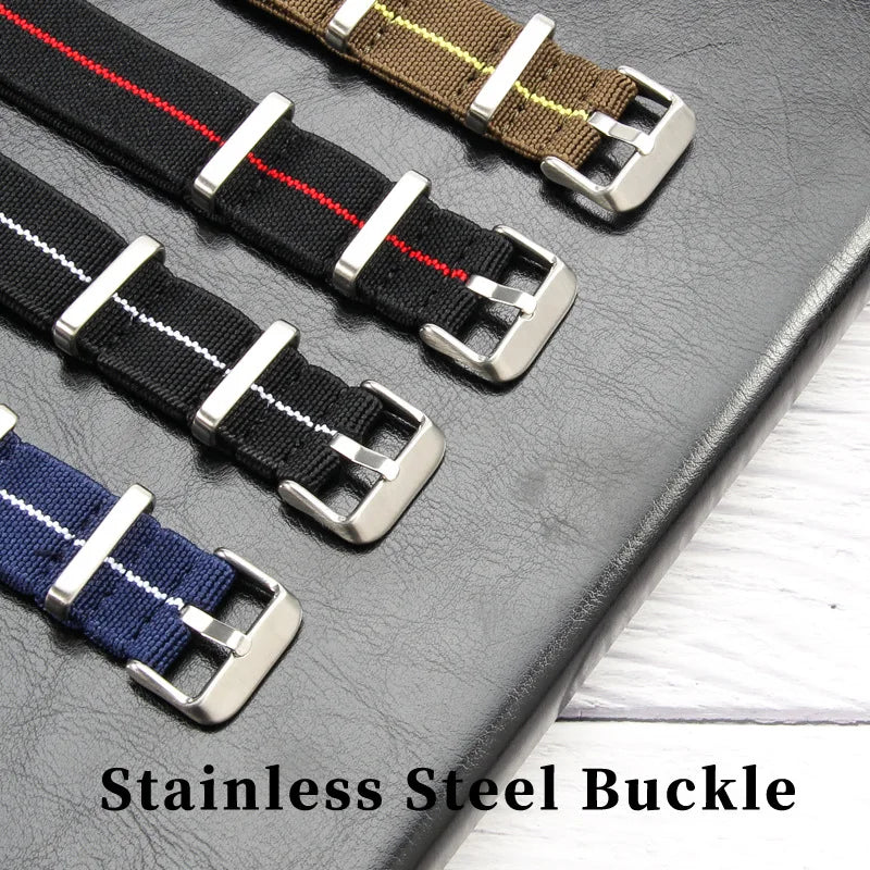 Elastic Woven NATO Watch Strap — 18mm 20mm 22mm Breathable Nylon Universal Wristband — view 2 of watch straps
