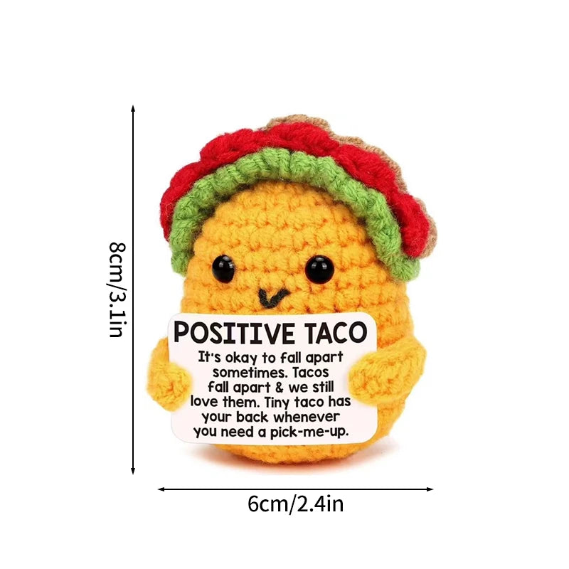 Home Decor Hand-Woven Crochet Ornament — Funny Vegetable Animal Doll with Hugging Card, Positive Energy Desk Accent & Gift