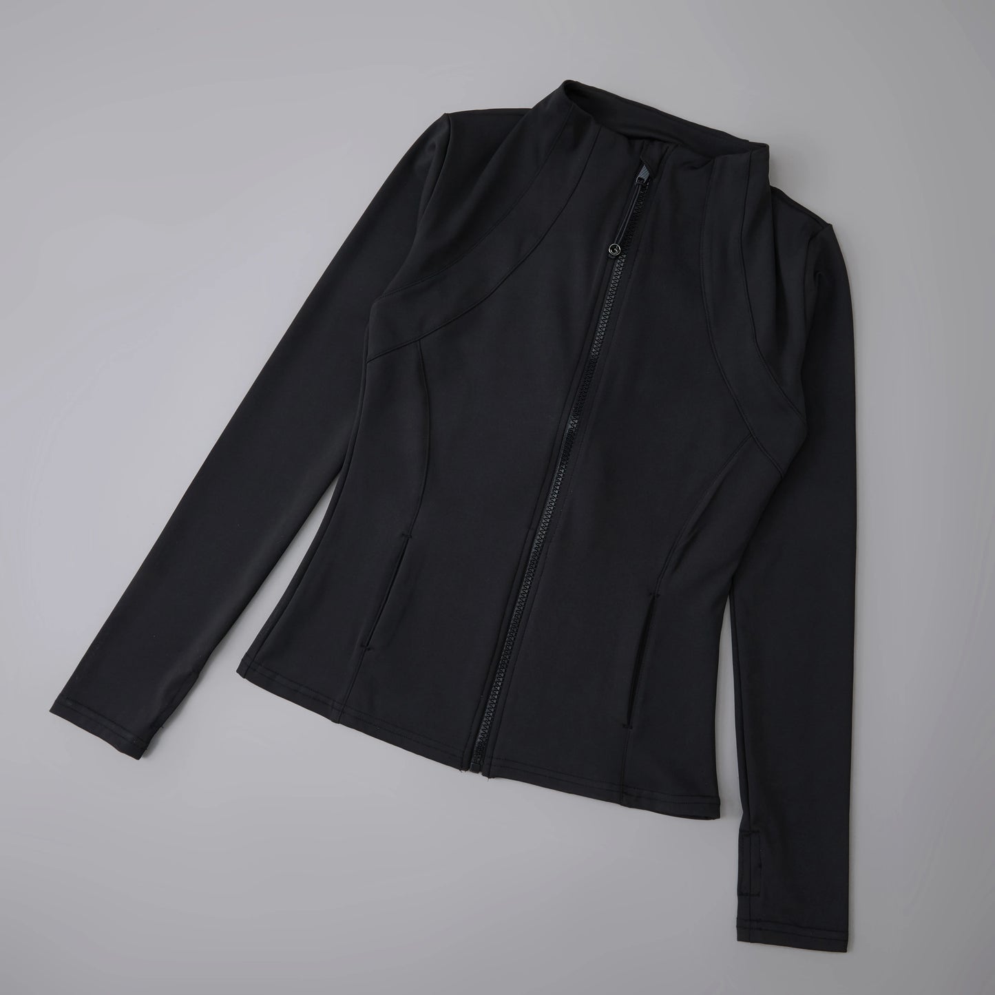 Women’s Full-Zip Yoga Jacket — Spandex Long-Sleeve Top with Thumb Holes