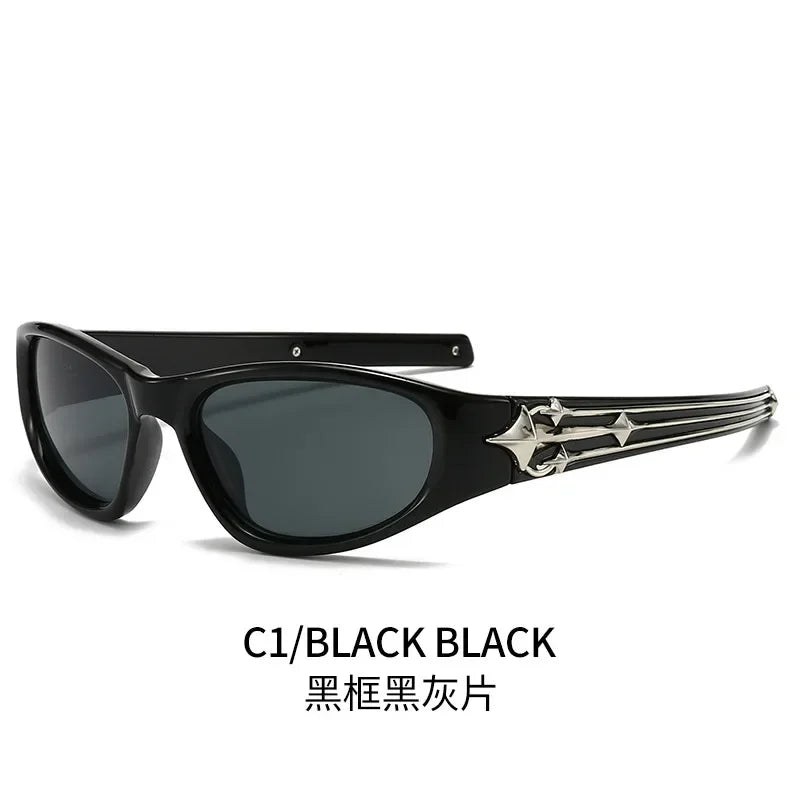 Y2K Cat-Eye Sunglasses Luxury — Punk Hip-Hop Rivet Star Designer Vintage Eyeglass UV400 Shades — view 9 of sunglasses