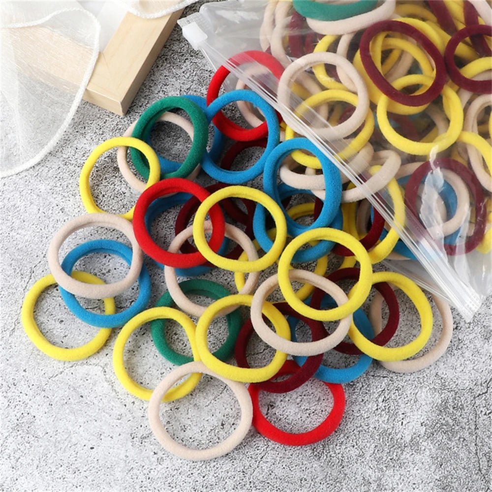 50pcs Black Elastic Hair Band Leagues Ties Colets Scrunchies Springs Gum Accessory For Girl Women No Damage Pigtails Holder Set — view 20 of product