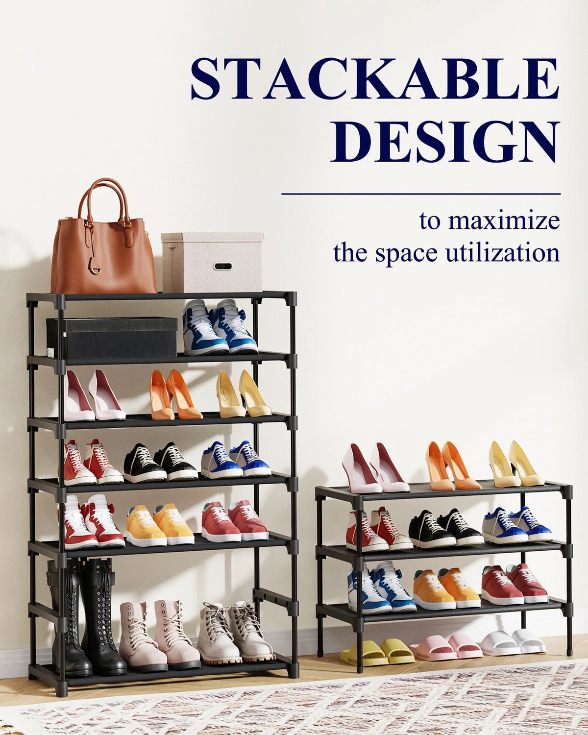 3-Tier Non-Woven Shoe Rack, Closet Storage Shelf Organizer — product photo 5