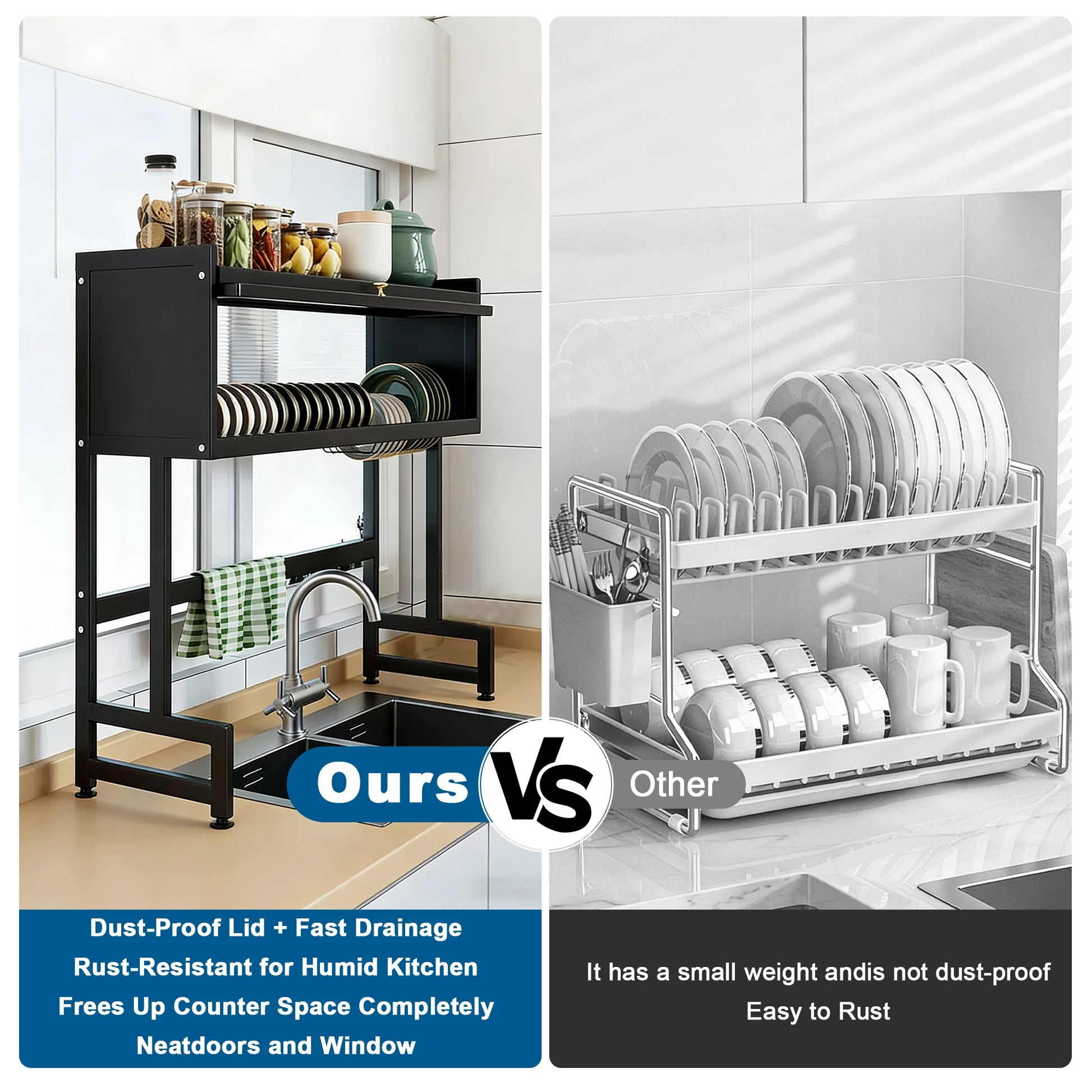 Extra-Long Kitchen Sink Drying Rack, Space-Saving Dish Rack — product photo 4