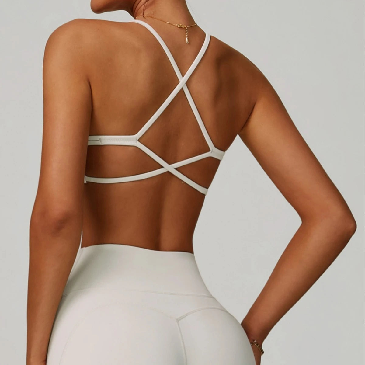 Cross-Shoulder Strap Sports Bra — Anti-Sweat Shockproof Push-Up Yoga Gym Crop Top — view 4 of sports bras