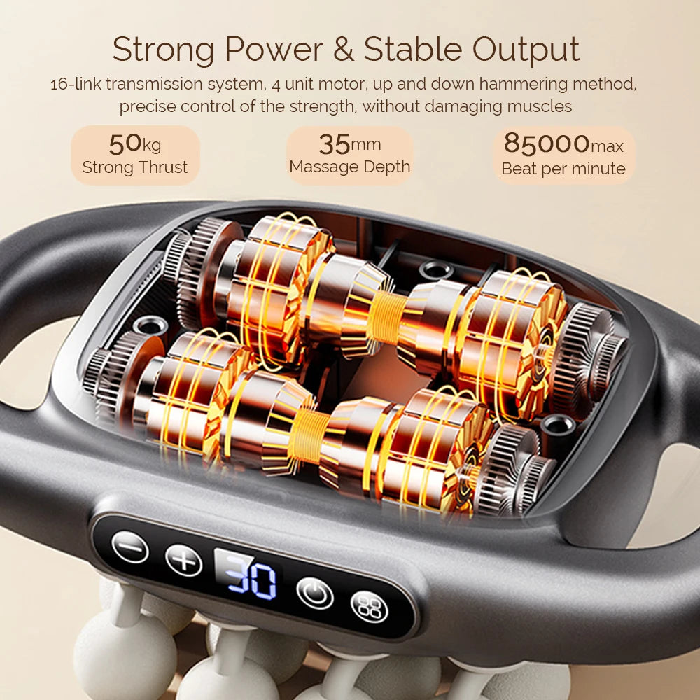 16-Head Heated Fascia Gun — High-Frequency Percussion Massager — view 6 of recovery & massage