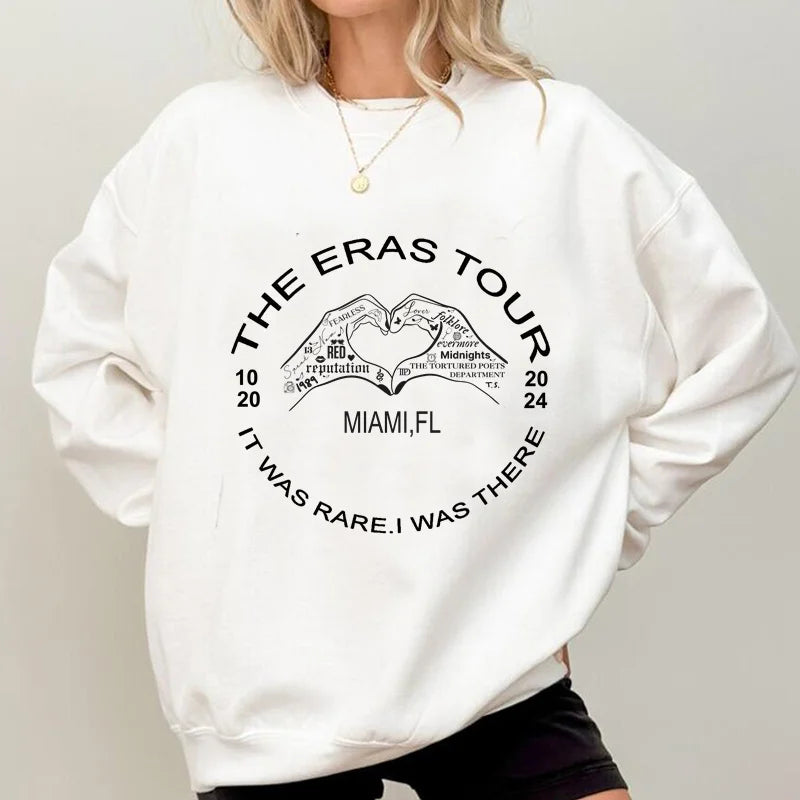 Eras Tour Sweatshirt Concert Heart Hands It Was Rare I Was There Hoodie Long Sleeve Pullover Crewneck Sweatshirts Streetwear