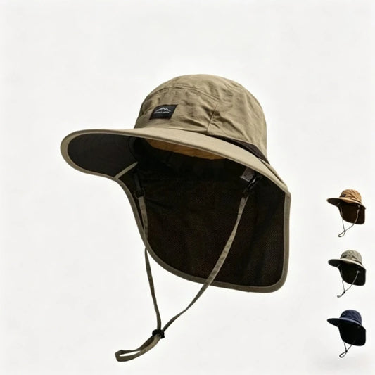 Bucket Hat Wide Brim Neck Protection — UV Outdoor Hiking Fishing Gardening Sunscreen Panama — view 1 of hats & caps