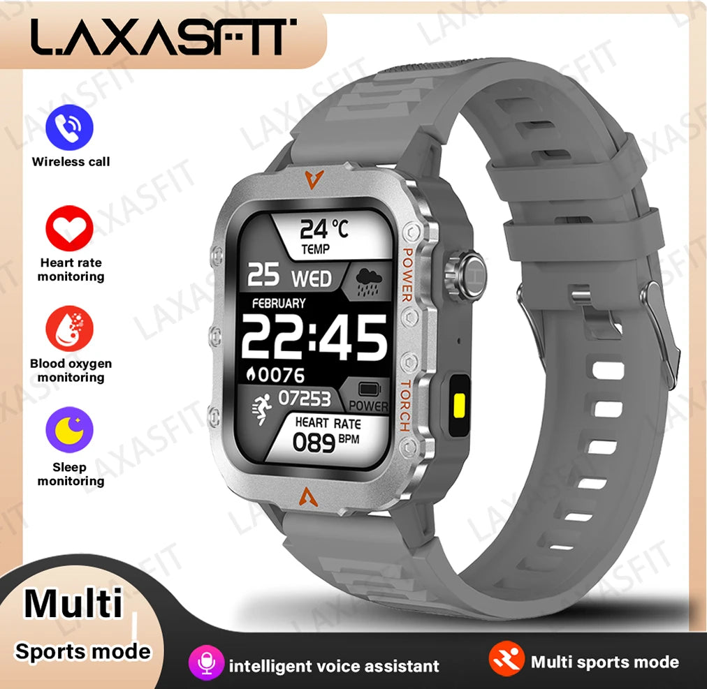 LAXASFIT Men's Smart Watch — LED Flashlight Outdoor Sports Health Wristwatch — view 8 of watches