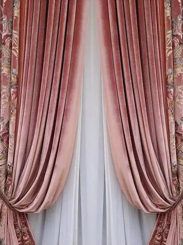 Palace Water Red Embroidered Velvet Curtains – Luxury Custom Drapes for Living Room & Bedroom