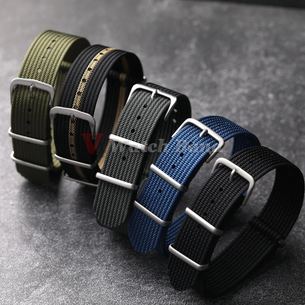 Ribbed Nylon Military Watchband — 18mm 20mm 22mm Breathable Sport Watch Strap — view 4 of watch straps