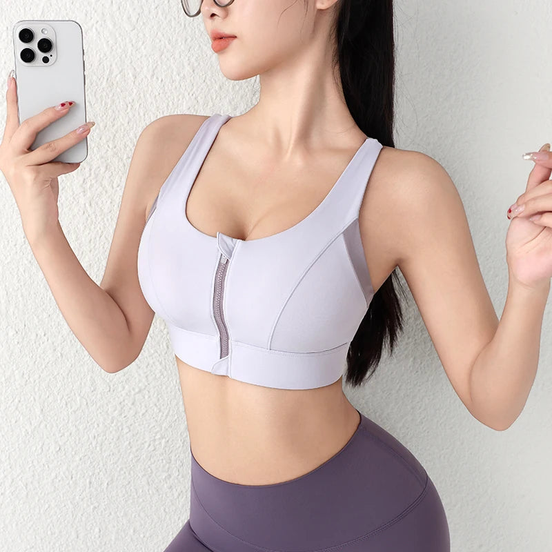 High-Strength Shockproof Sports Bra — One-Piece Summer Front-Zip Yoga Training Bra — view 5 of sports bras
