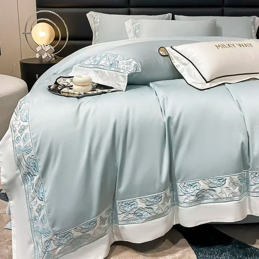 Egyptian Cotton Bedding Set Luxury High Quality Pure Cotton Embroidery Duvet Cover Bed Sheets and Pillowcases Bed Comforter Set