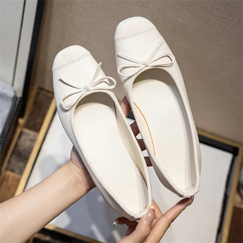 Flats & Ballet — Silk Bow Ballerina Flats, Breathable Square-Toe Coquette Loafers — view 7 of flats & ballet