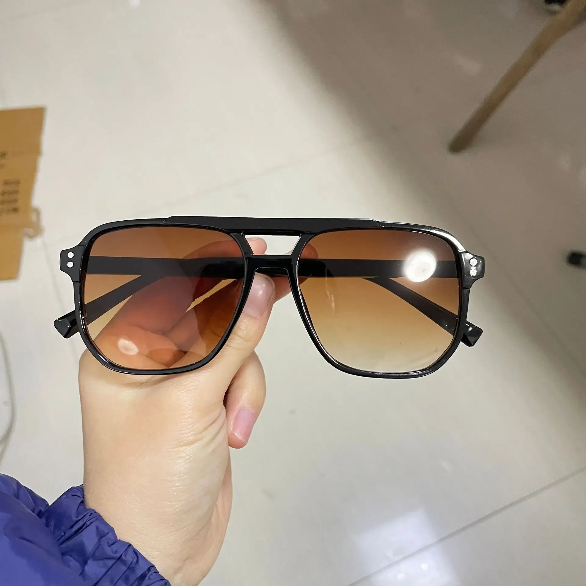 Oversized Square Sunglasses, Unisex Retro Shades, UV400 — view 2 of sunglasses