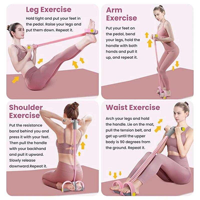 Resistance Bands — 4-Tube Pedal Puller, Full-Body Elastic Pull Rope — view 4 of sports & fitness