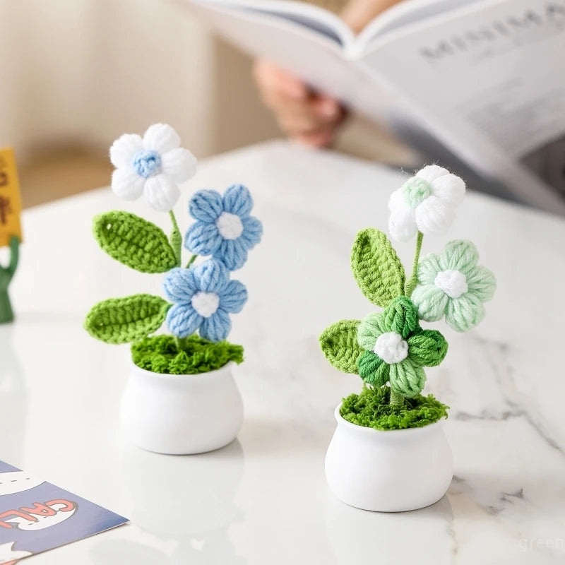 Home Decor Handmade Crochet Potted Plant — Cute Mini Faux Flower for Car, Desk & Office — view 3 of home decor