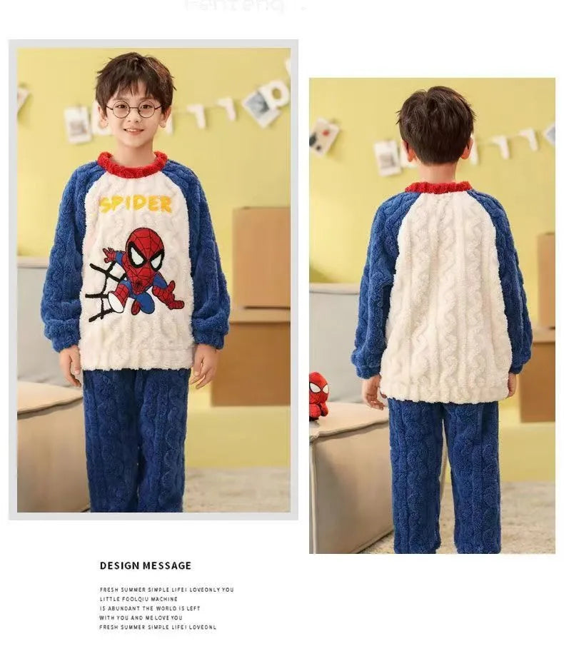 2024 New Fall Winter Fashion Long Sleeve Loungewear + Pants 2 Piece Set 5-14 Years Old Cartoon Casual Children's Clothing Set