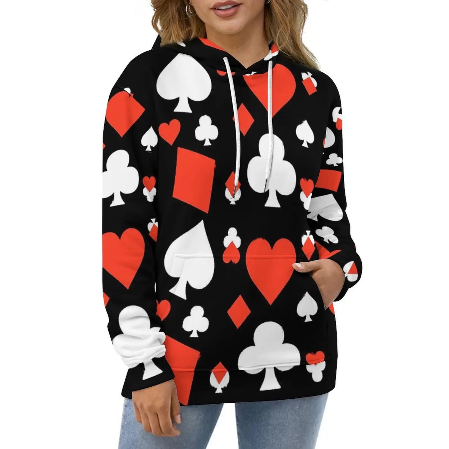 Poker Cards Suits Hoodies Playing Card Street Style Casual Hoodie Long Sleeve Aesthetic Graphic Sweatshirts Birthday Gift