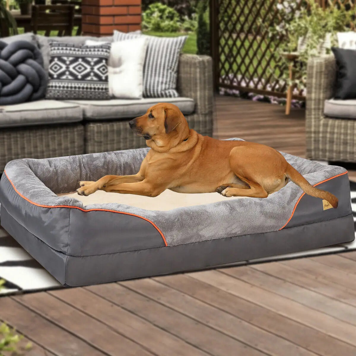Orthopedic Dog Bed (L–3XL) – Super Soft Foam Pet Sleeping Mat with Bolster & Removable Cover — view 1 of home & kitchen