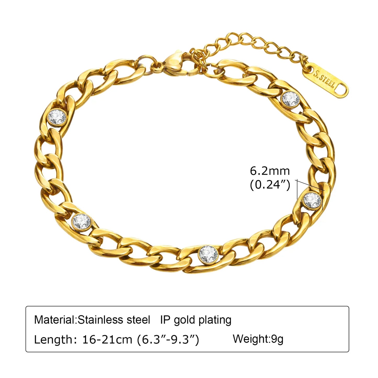 Women's 18K Gold-Plated Twist Paperclip Chain Bracelet Stainless Steel Stackable Wrist Chain — view 9 of bracelets