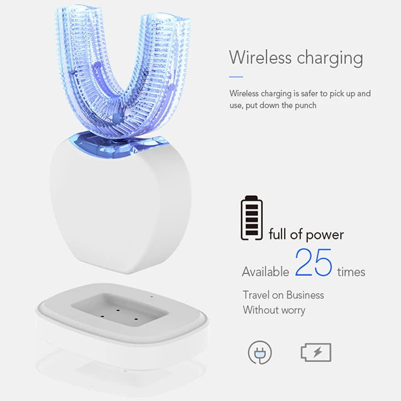 Intelligent Automatic U Type Modes Tooth Brush Sonic Electric Toothbrush USB Rechargeable Tooth Whitening Blue Light