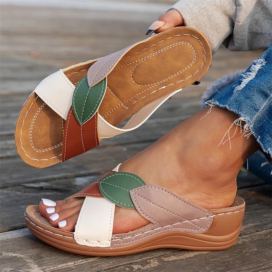 Sandals & Slides — Retro Wedge Slide Sandals, Outdoor Summer Slip-On Wedges — view 1 of sandals & slides