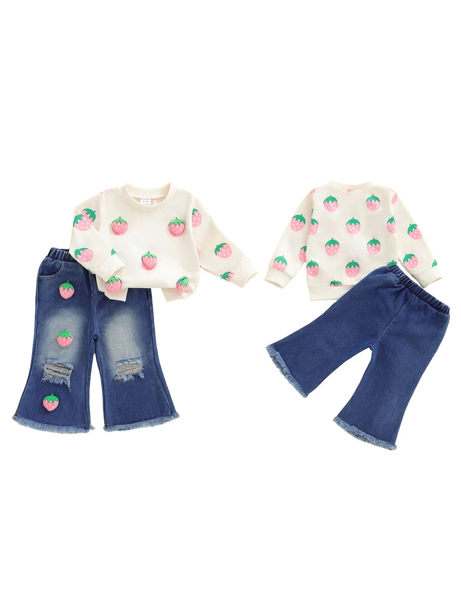 Baby Girl 3D Watermelon Sweater Set - Knit Top & Distressed Jeans Outfit — view 5 of baby outfits