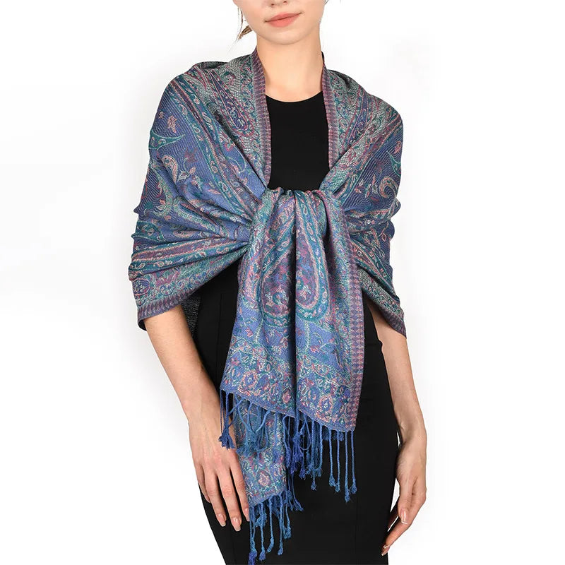 Hijab Scarf Long Pashmina — Lightweight Modest-Fashion Essential Cashmere Shawl Turban Head Wrap