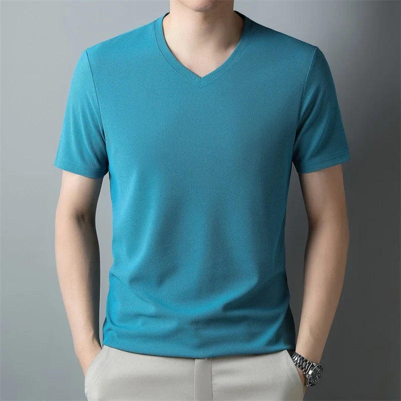 Men's Waffle Knit V-Neck Short-Sleeve T-Shirt — view 4 of t-shirts