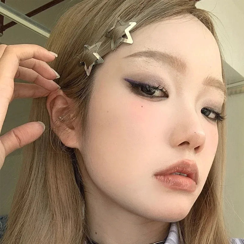 10/25/50/100/200pcs Silver Star Hair Clips for Girl Y2k Filigree Star Metal Snap Clip Hairpins Barrettes Hair Accessories — view 2 of product