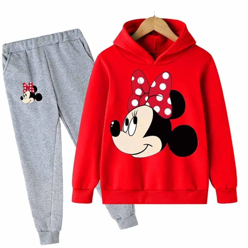 Minnie Mouse Cotton Casual Newborn Baby Boys Girls Outfits Suit Hoodies Tops+Pants 2Pcs