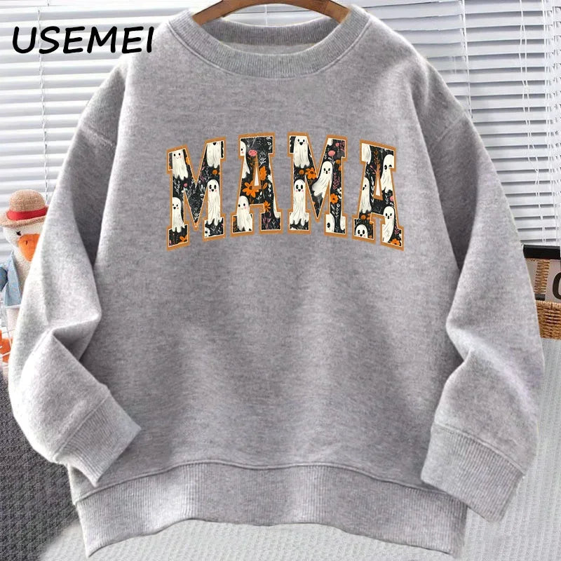 Mama Halloween Sweatshirt Mom Cute Spooky Crewneck Spooky Season Crewneck Sweatshirts Fall Floral Ghost Hoodies Women's Clothing