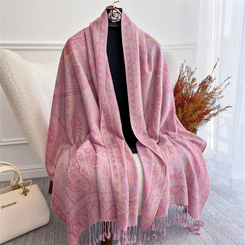 Pashmina Scarf in 58 Signature Shades — Cashmere-Feel Women's Tassel Shawl Wrap Color Stack