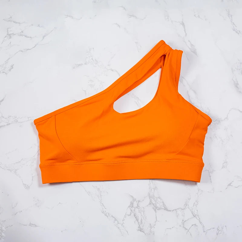 Women’s One-Shoulder Yoga Sports Bra — Fitness Gym Running Workout Top Vest — view 9 of sports bras