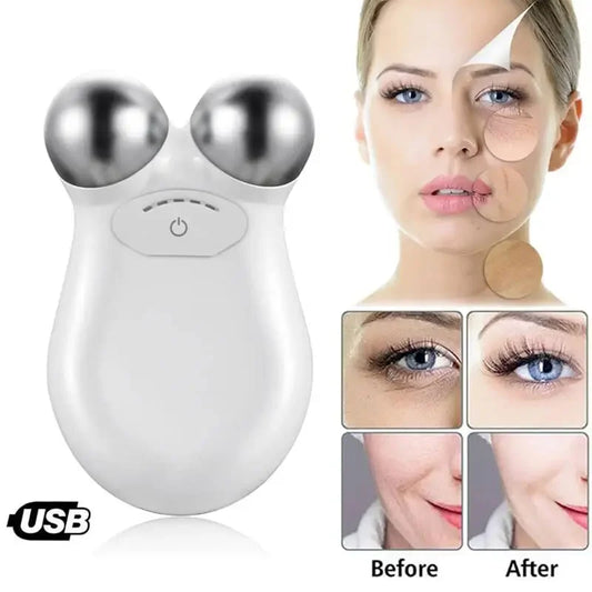 Microcurrent EMS Facial Massager Roller – Anti-Wrinkle Face Lifting & Skin Tightening Tool