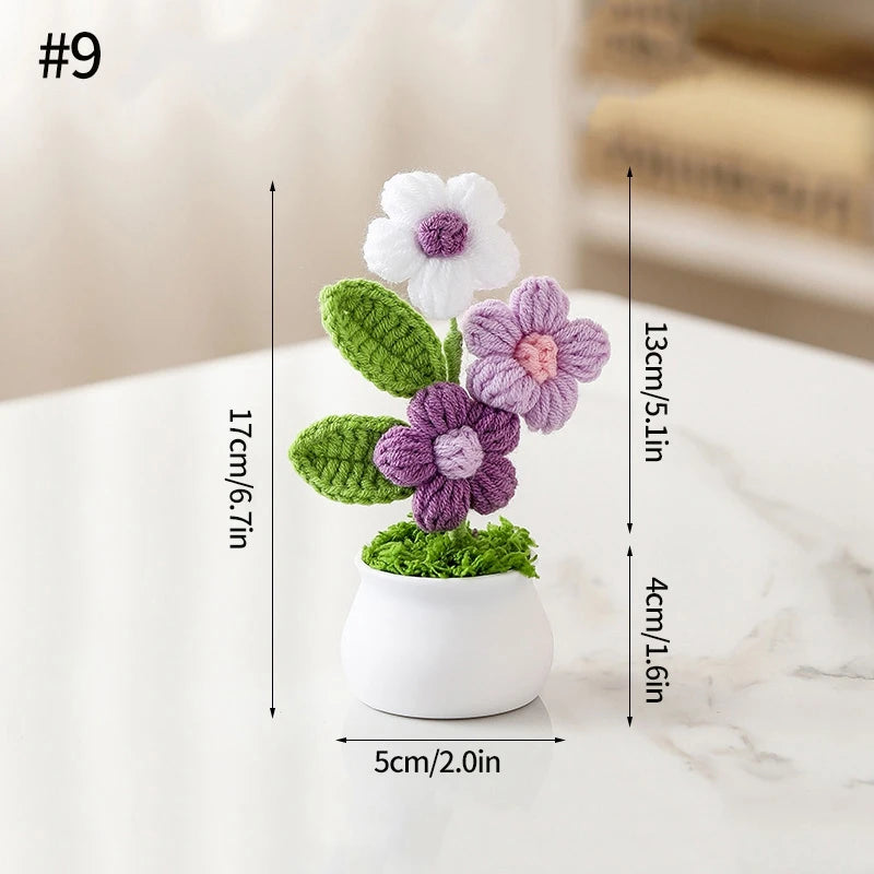 Home Decor Handmade Crochet Potted Plant — Cute Mini Faux Flower for Car, Desk & Office — view 17 of home decor