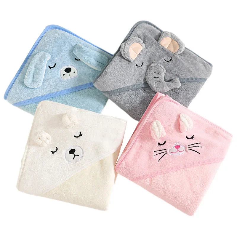 Cartoon Animal Hooded Baby Bath Towel - Soft Newborn Wrap Blanket — view 2 of baby bath