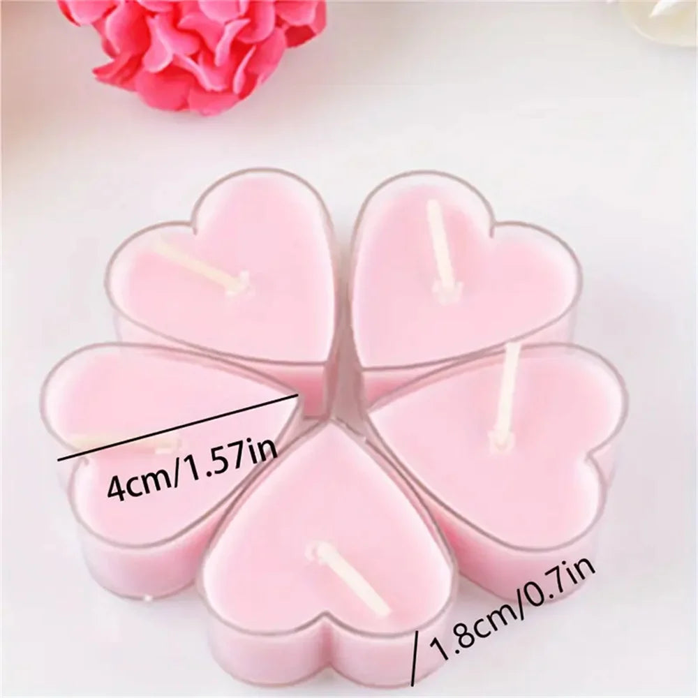 9pcs Heart-Shaped Scented Tea Candles Set Wedding Supplies Romantic Decor Creative Love Candle Marriage Proposals Birthday Gift