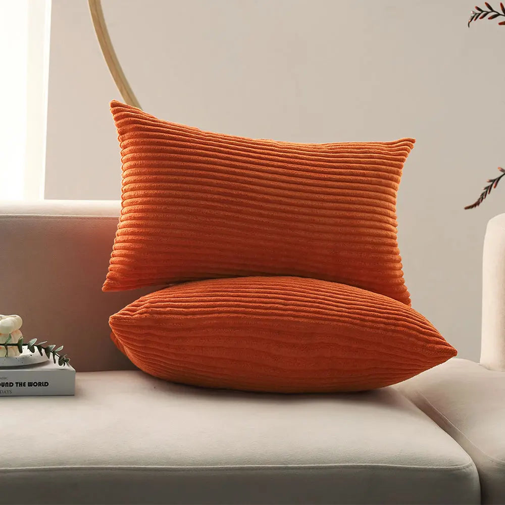Orange Corduroy Lumbar Cushion Cover &mdash; 30&times;50 cm Ultra-Soft Throw Pillow Case — view 2 of cushion covers & pillow cases